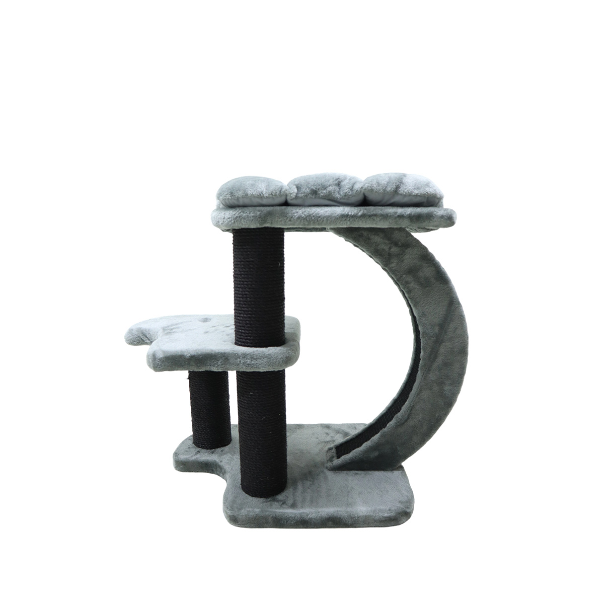 Grey Plush Cat Tree with Sisal Posts